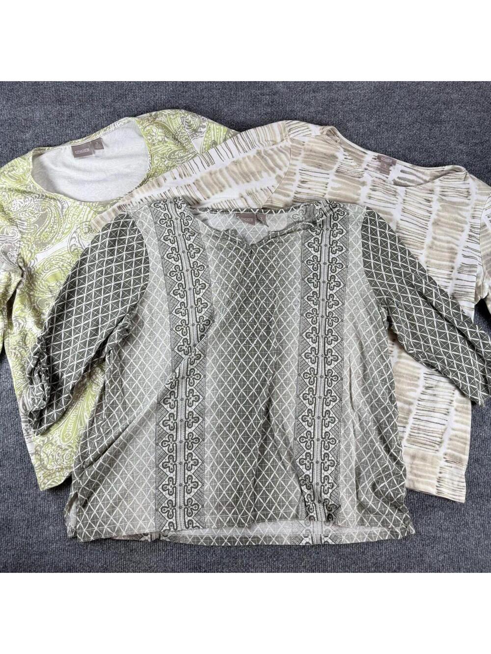 Chico's Bundle Patterned 3/4 Sleeve Blouses Size 3 - Casual, cruisewear, summer